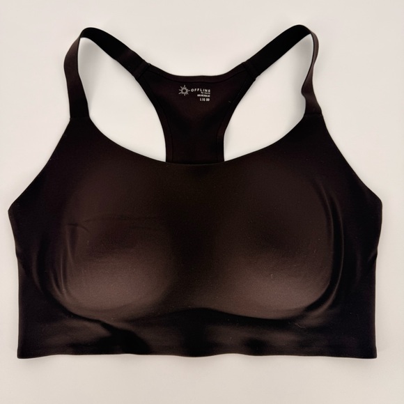 OFFLINE By Aerie Real Me Hold Up! Racerback Deep Earth Sports Bra Size L/G DD - Picture 4 of 6